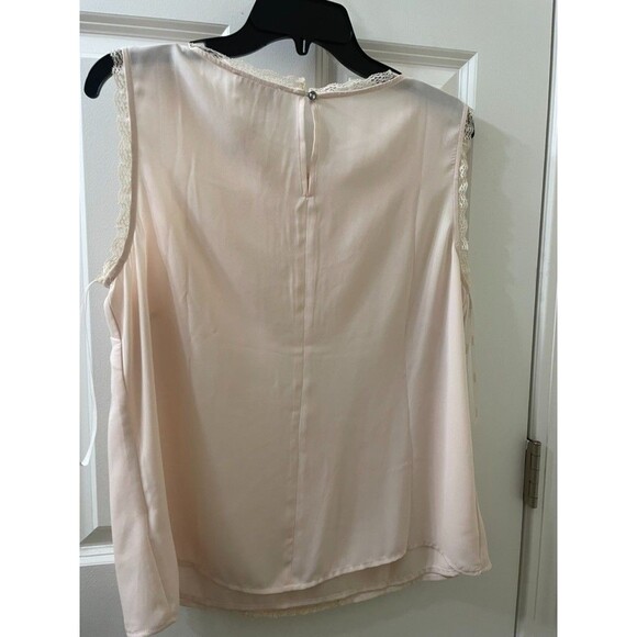 Laundry Shelli Segal Sleeveless Lace Scoop Neck Tank Top Blouse PINK L OFFICE - Picture 8 of 9